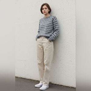 Croft & Barrow Women’s S Grey Blue Patterned Pullover Crew Neck Sweater